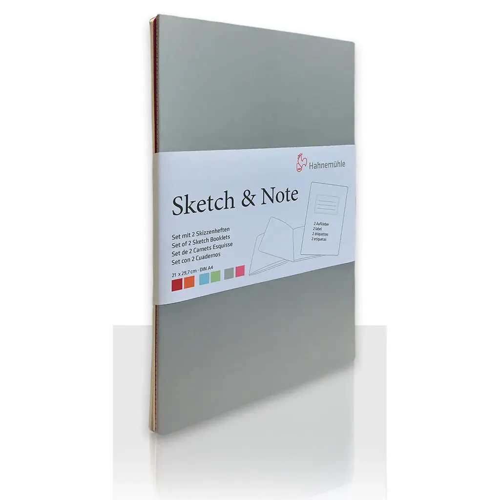 Sketch &amp; Note, Grey/Pink Bundle 125gsm A4 20 Sheets per Booklet
