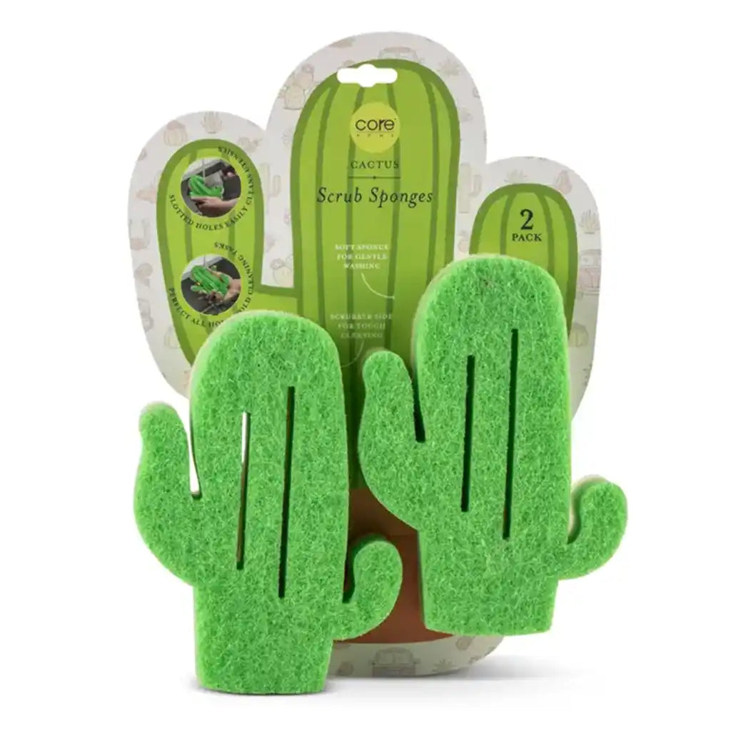 2pk Cactus Sponge Set, Green