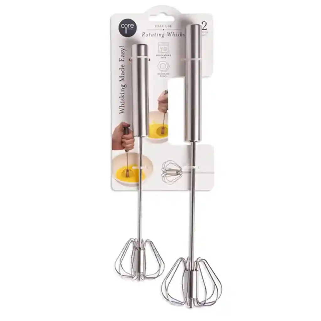 2pc Stainless Steel Rotating Whisk Set