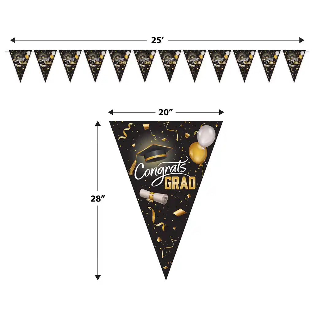 Graduation Oversized Pennant Banner, 28in x 25ft