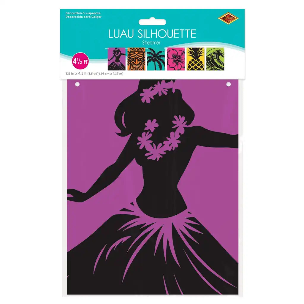 Luau Silhouette Streamer, 9.5in x 4ft-6in