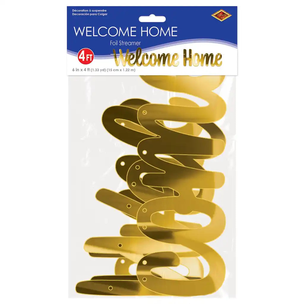 Foil Welcome Home Streamer, 6in x 4ft
