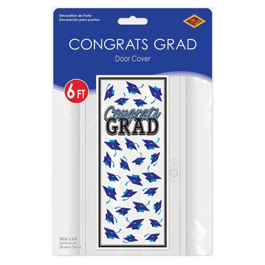Congrats Grad Door Cover 6ft x 30in, Blue