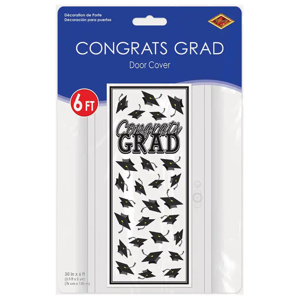 Congrats Grad Door Cover 6ft x 30in, Black