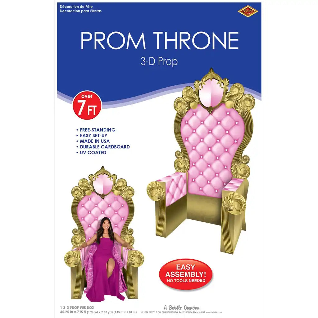 3-D Prom Throne Prop, Pink and Gold