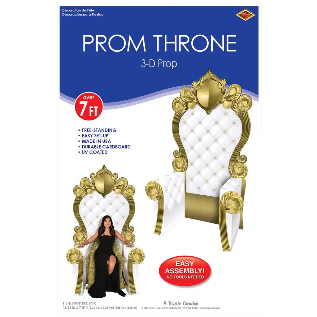 3-D Prom Throne Prop, White and Gold