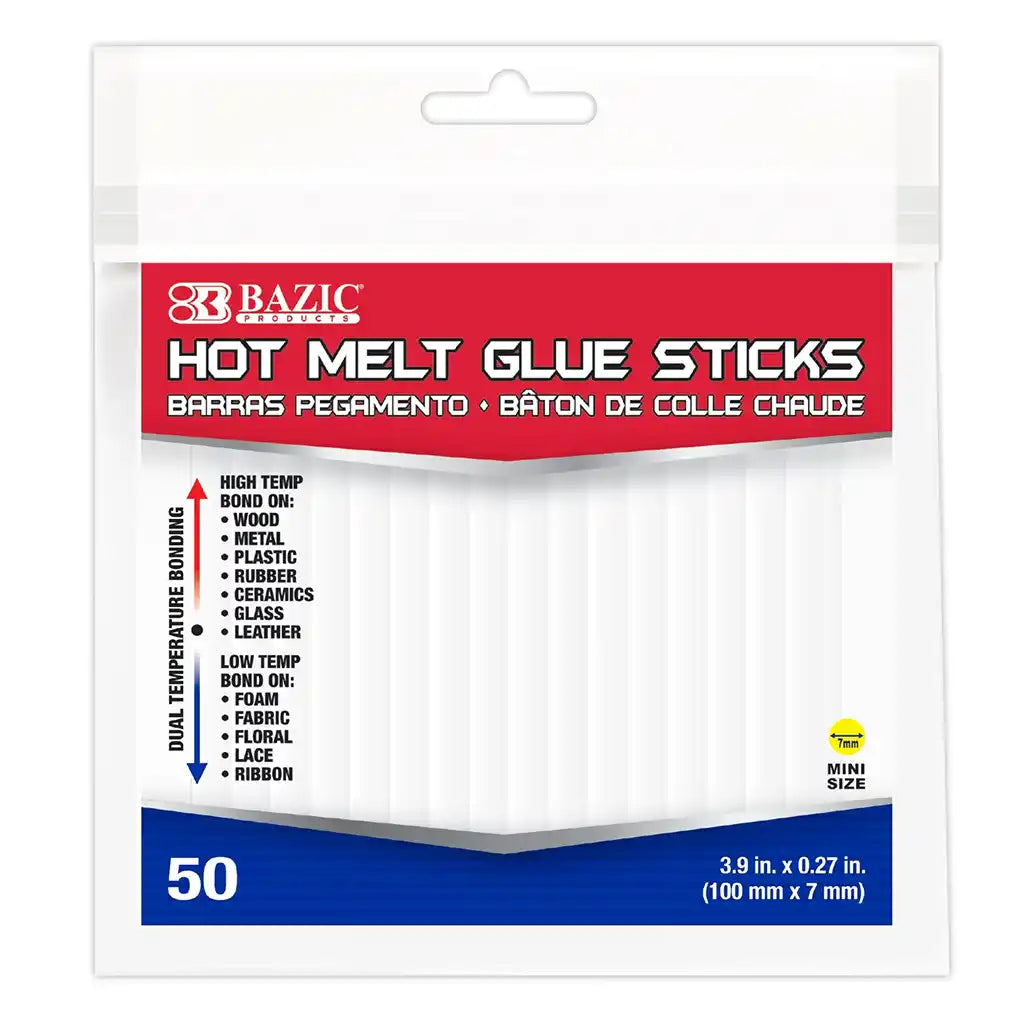 Hot Glue Sticks Dual Temp. Mini Size 3.9in x 0.27in, 50pc