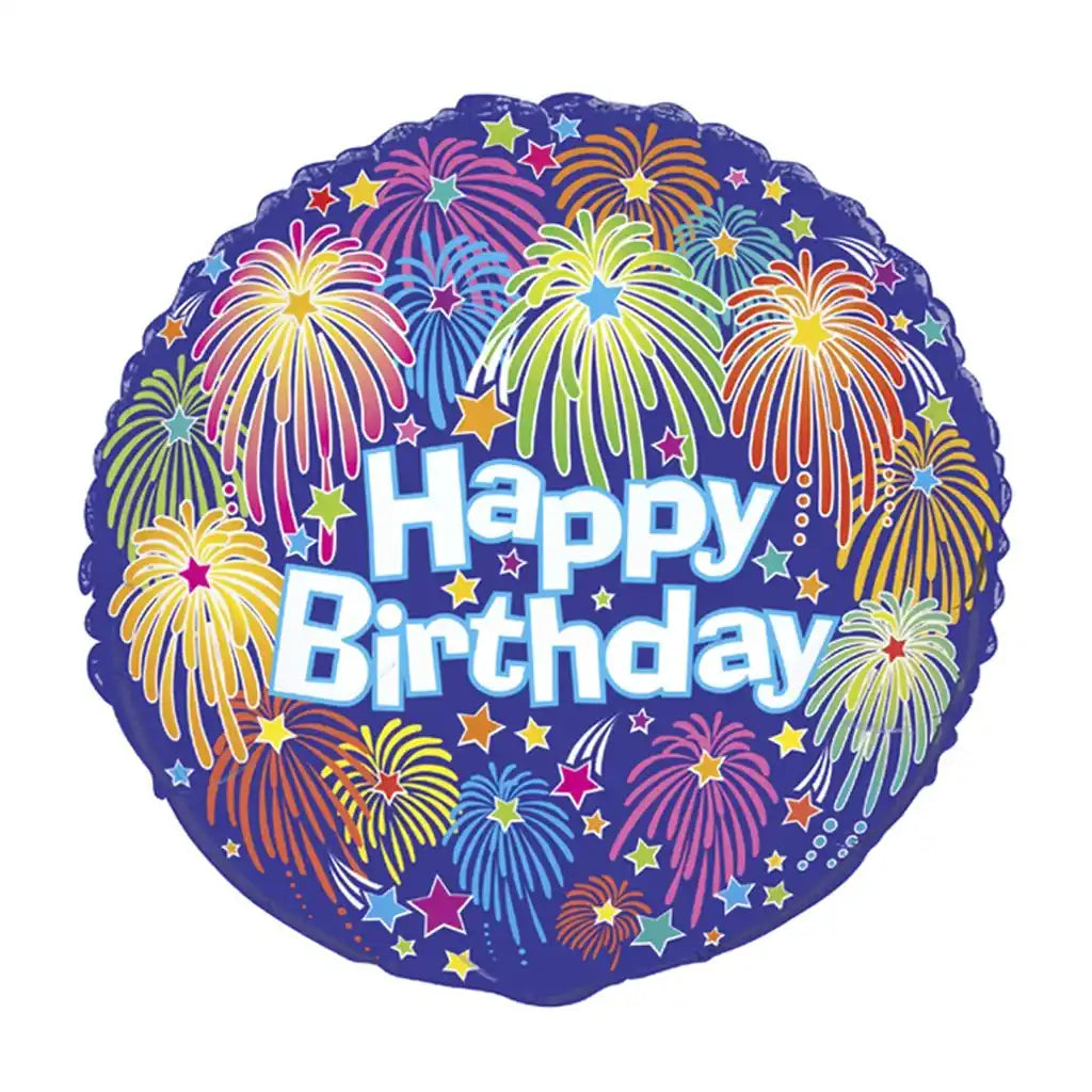 Fireworks Happy Birthday Foil Balloon, 18in