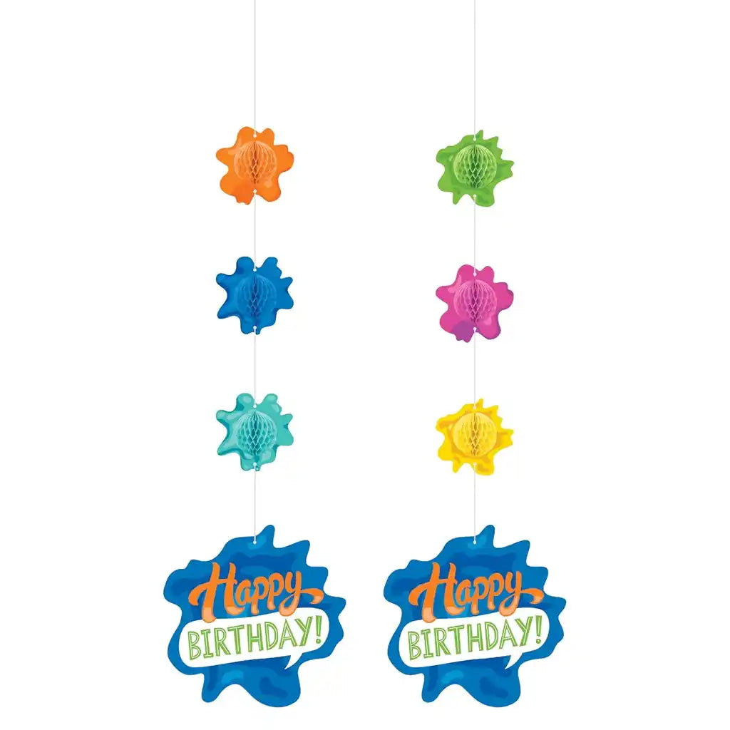 Paint Splatter Happy Birthday Hanging Cutouts