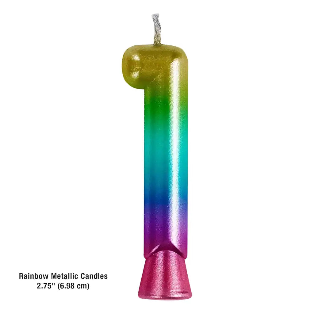 Metallic Rainbow Number Candle #1