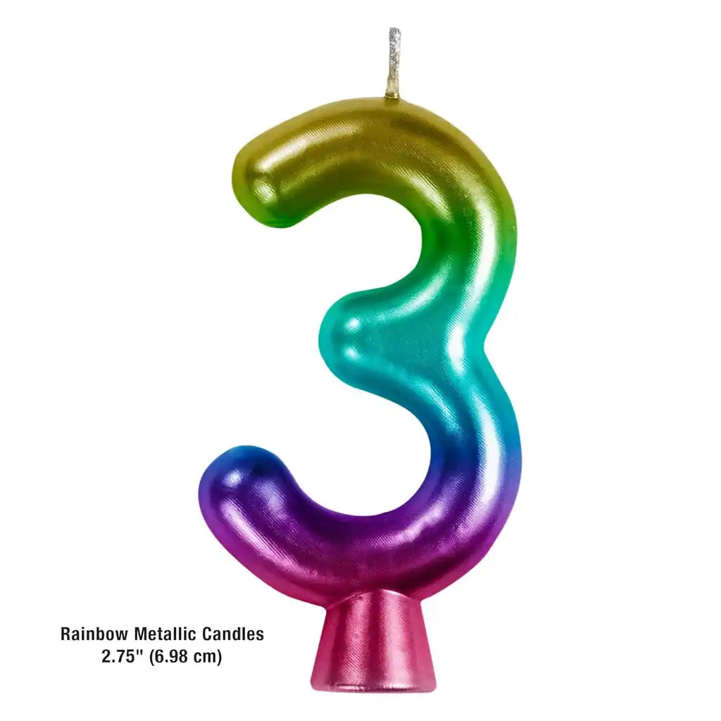 Metallic Rainbow Number Candle #3