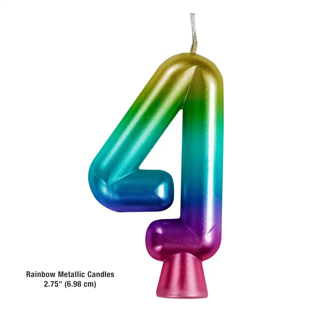 Metallic Rainbow Number Candle #4