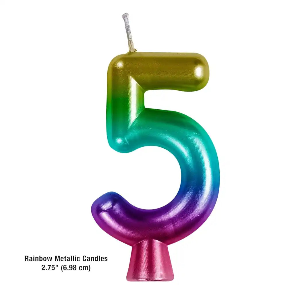 Metallic Rainbow Number Candle #5