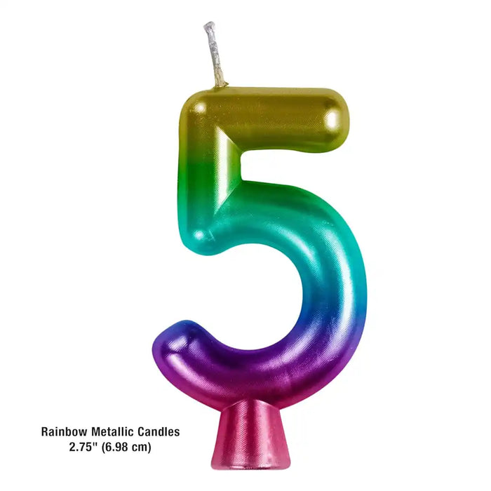 Metallic Rainbow Number Candle #5