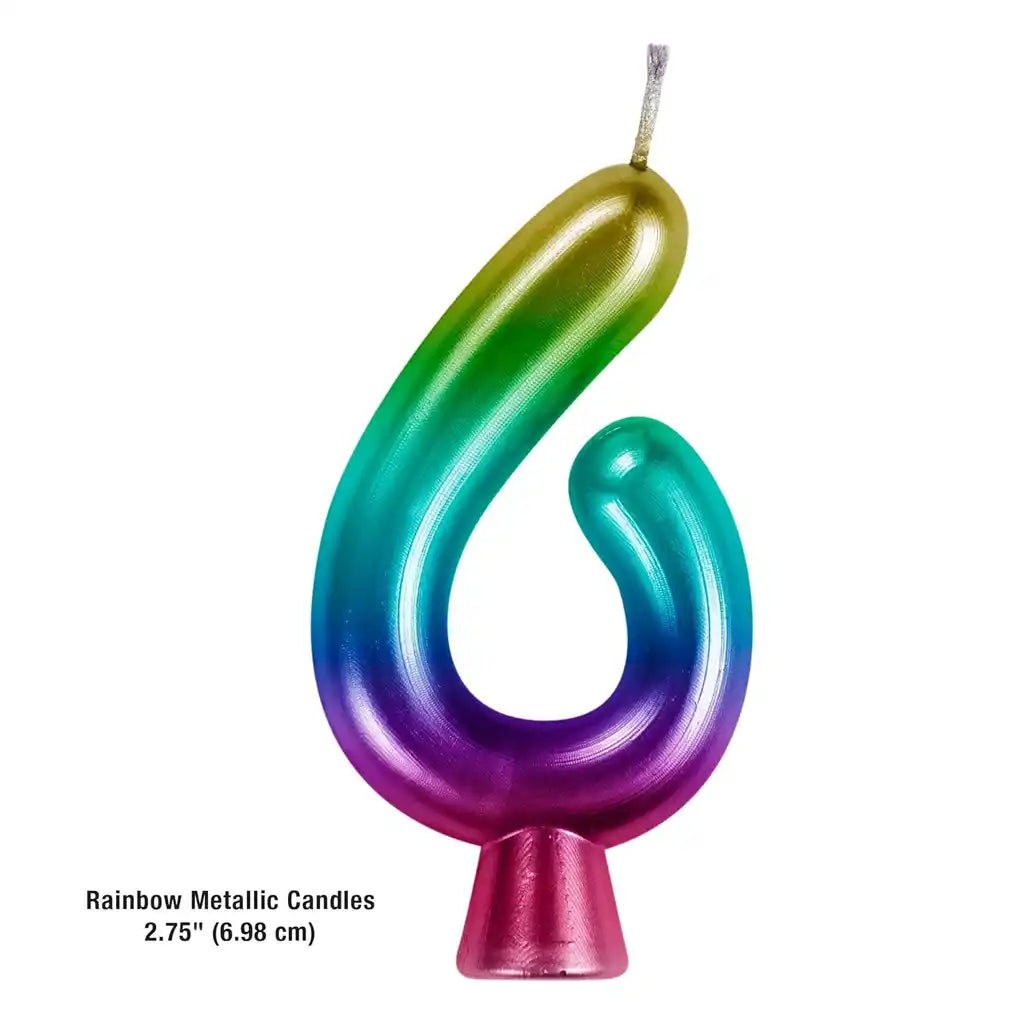 Metallic Rainbow Number Candle #6