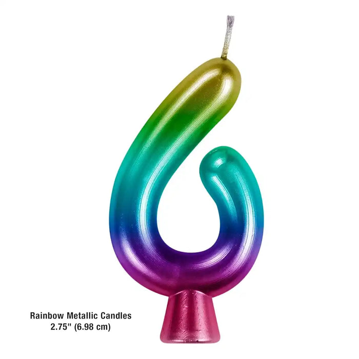 Metallic Rainbow Number Candle #6