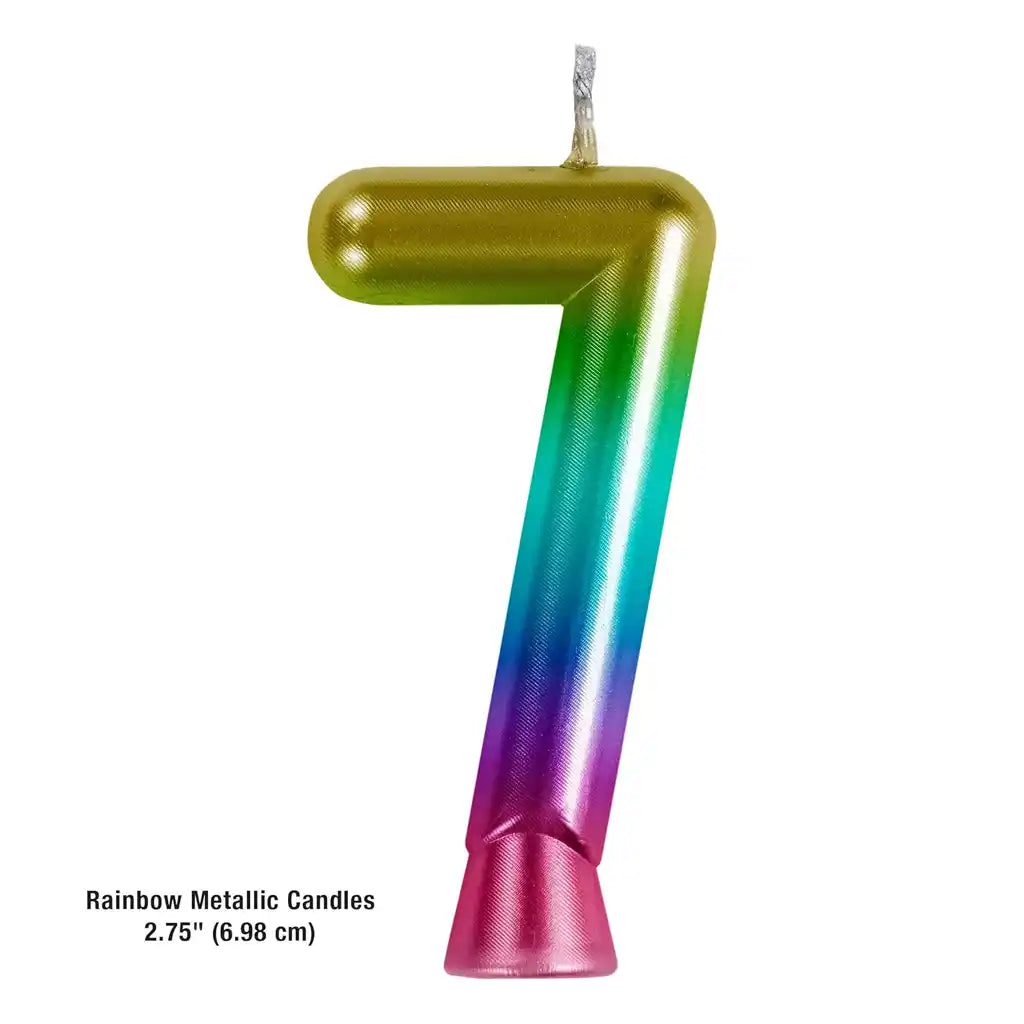 Metallic Rainbow Number Candle #7