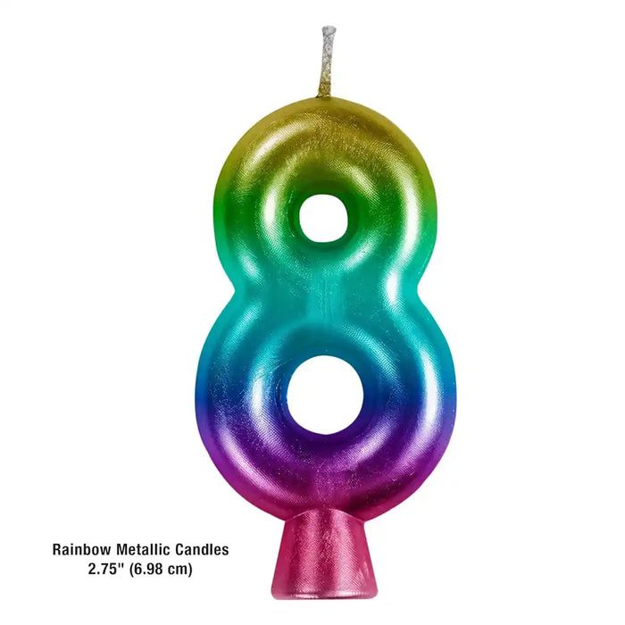 Metallic Rainbow Number Candle #8