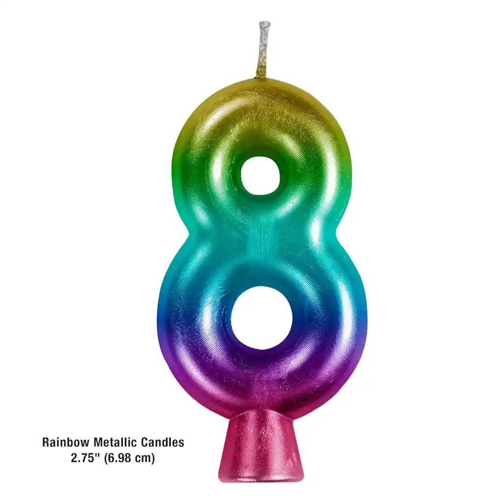 Metallic Rainbow Number Candle #8