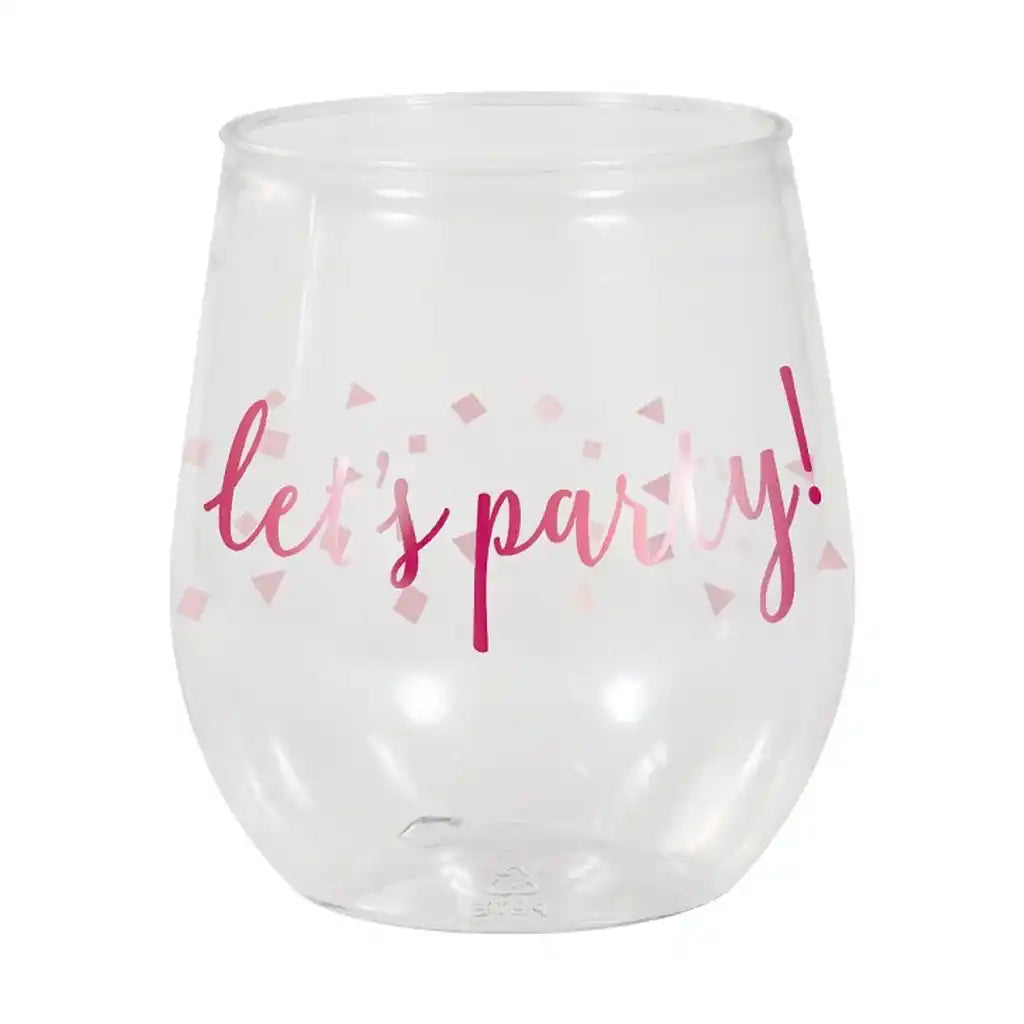 Let's Party Stemless Plastic Wine Glass, 14oz