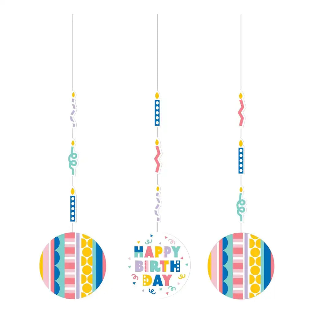 Party Patterns Hanging Cutouts, 3ct