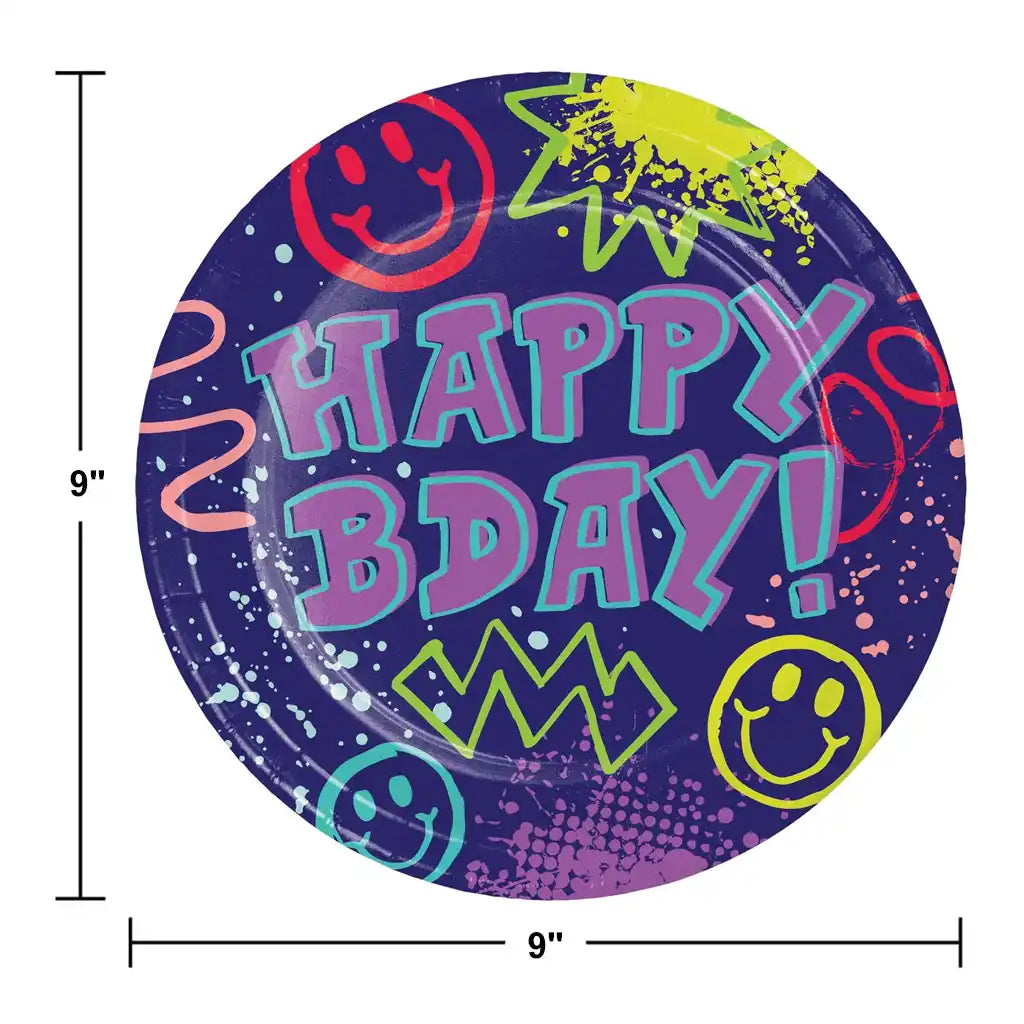 Graffiti Party Plate 9in, 8ct