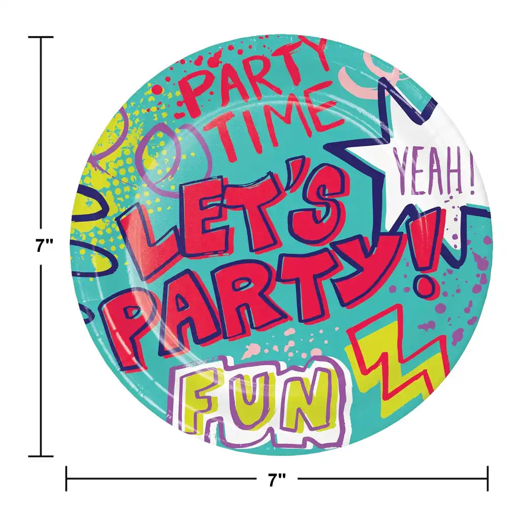 Graffiti Party Lunch Plate 7in, 8ct