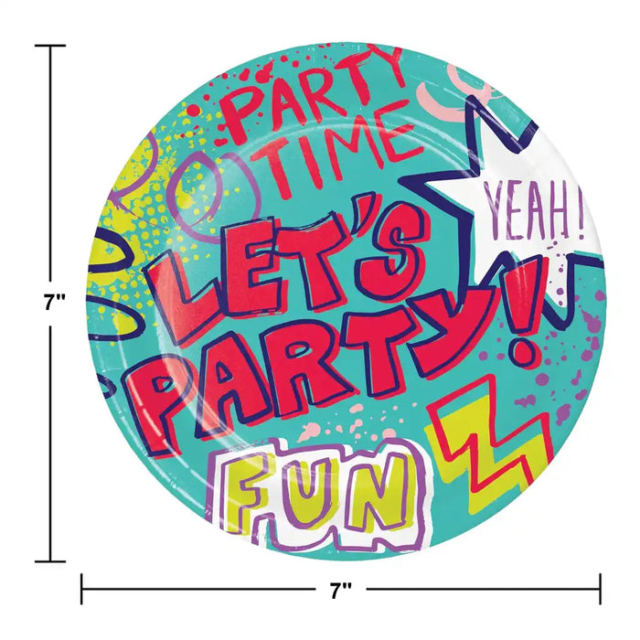 Graffiti Party Lunch Plate 7in, 8ct