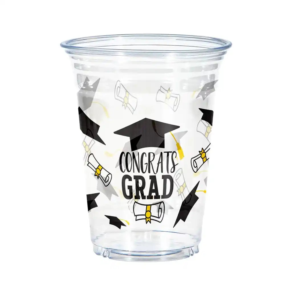 Congrats Grad Plastic Favour Cups, 16oz, 8ct