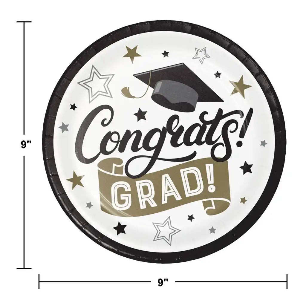 Grad Glamor Dinner Plates 9in, 8ct