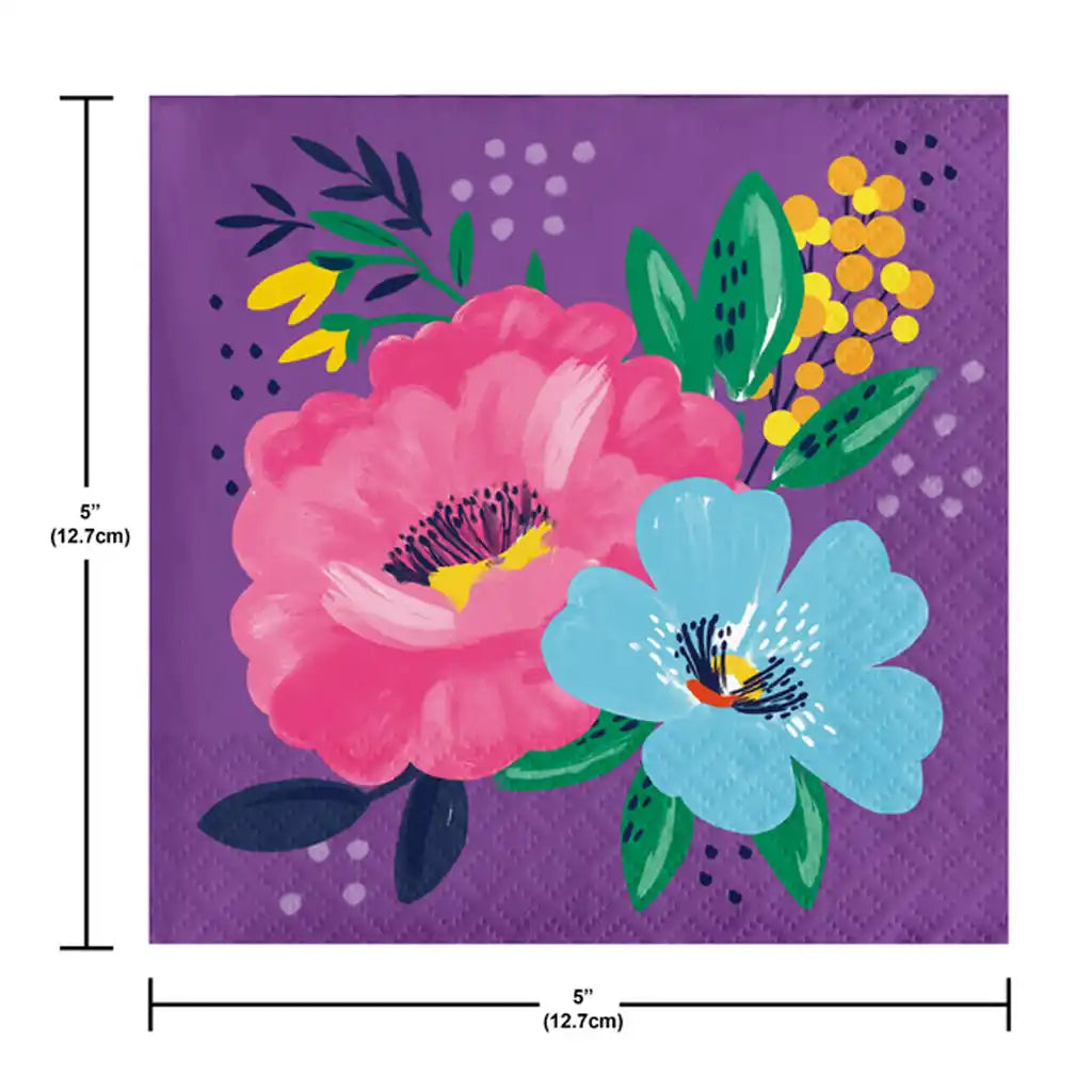 Fresh Florals Beverage Napkins 16ct, 2Ply