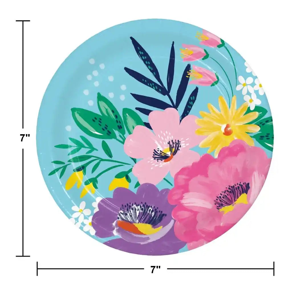 Fresh Florals Lunch Plate 7in, 8ct