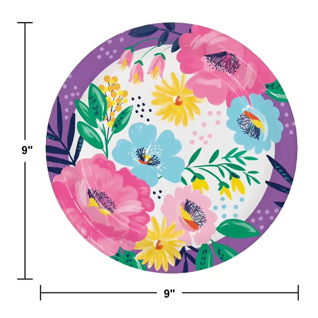 Fresh Florals Dinner Plate 9in, 8ct