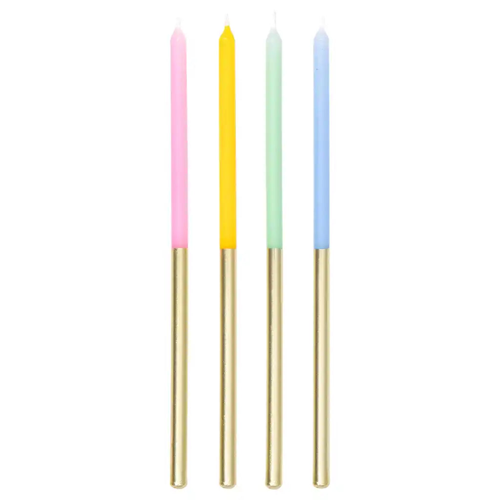 Pastel and Gold Party Candles 6in, 12ct