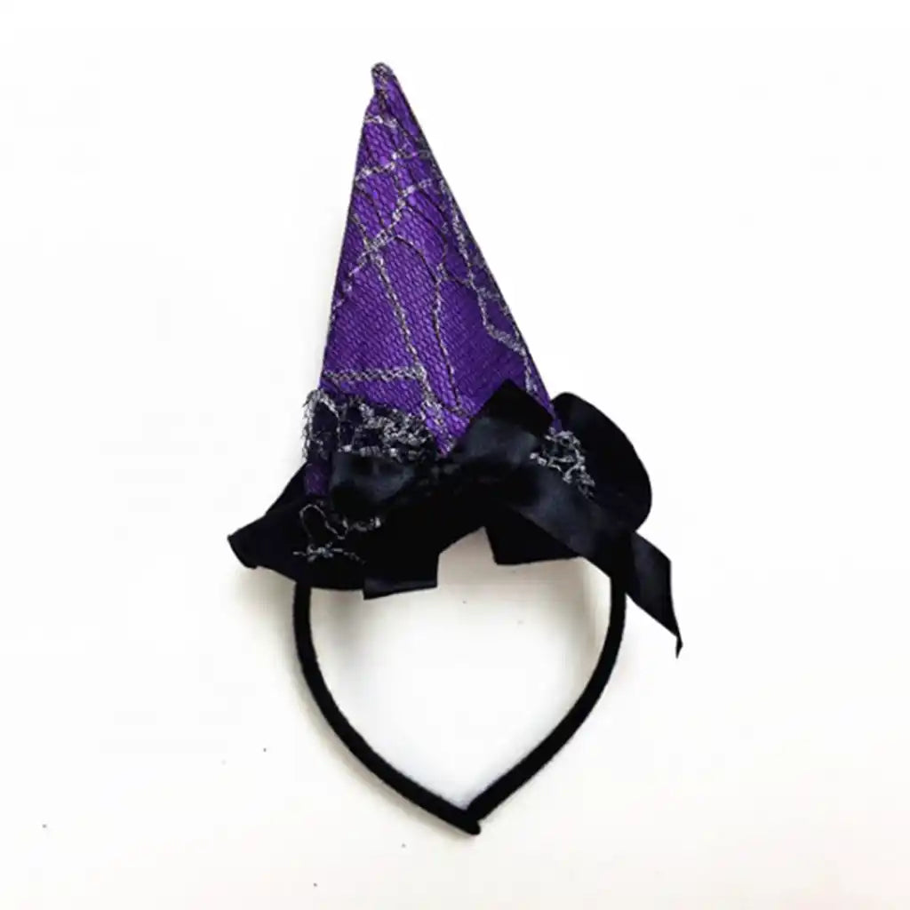 Purple Web Witch Hat Headband