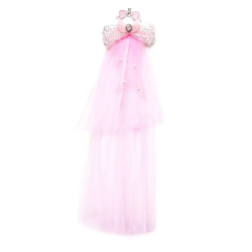 Princess Bow Veil Clip, Pink