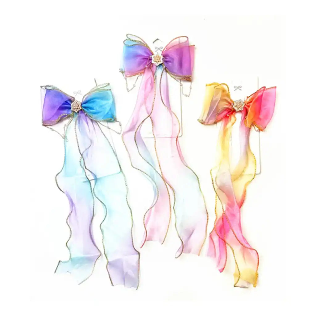 Rainbow Sheer Long Bow Clip Mix