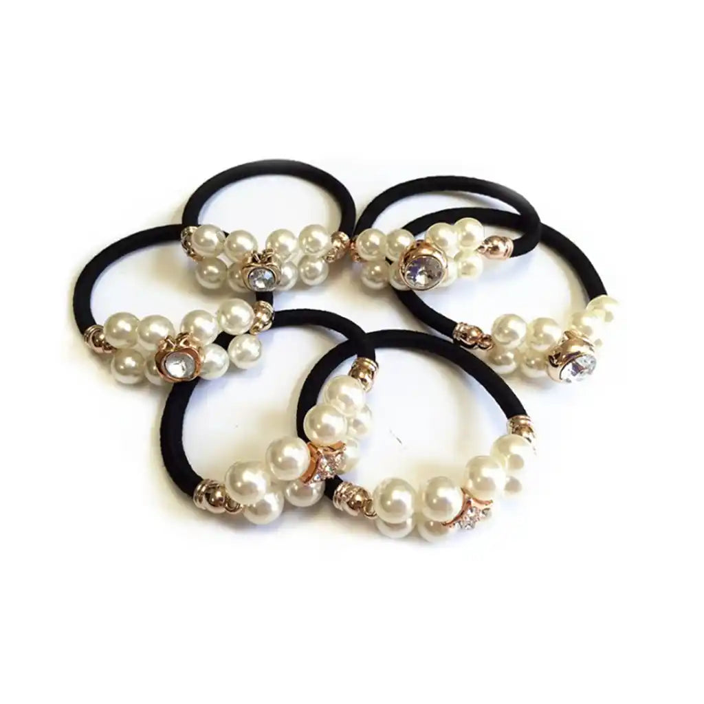 Hair Tie &amp; Bracelete White Pearl 2pcs/Set