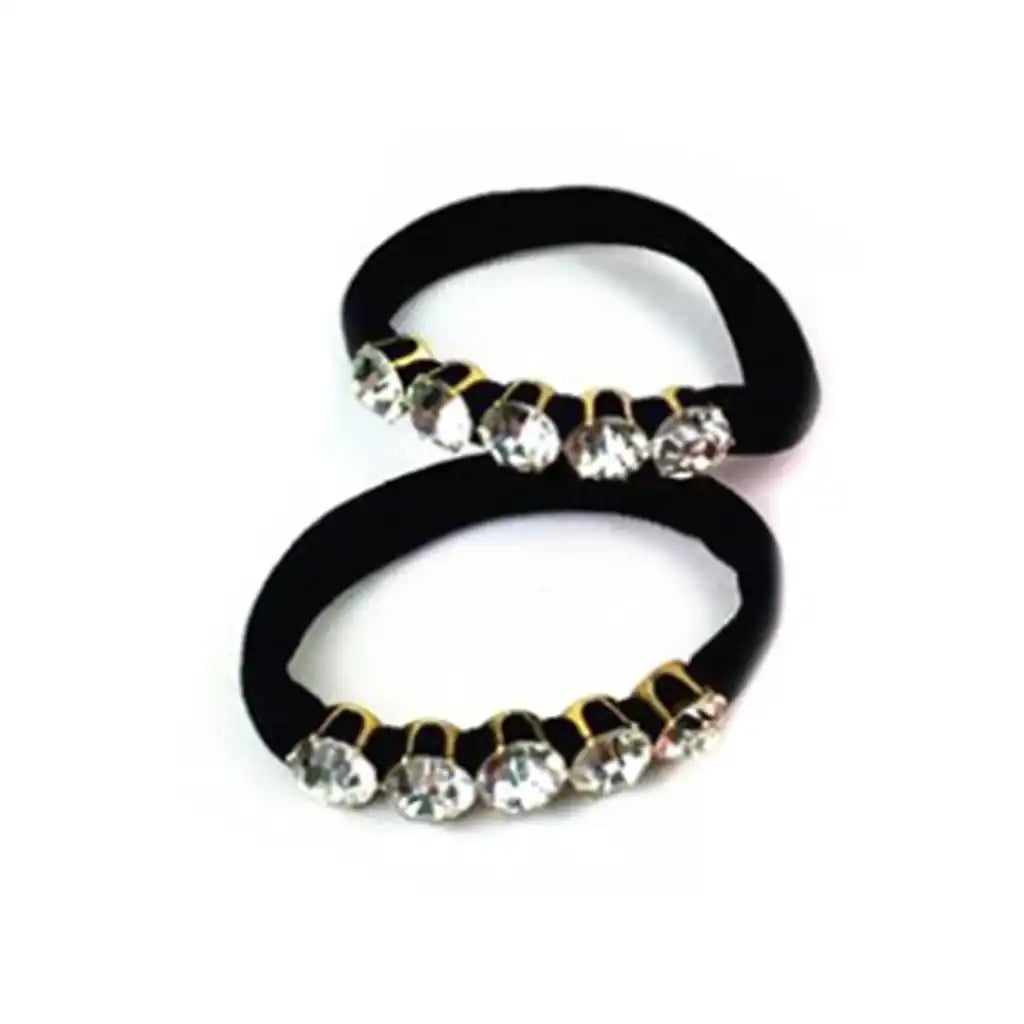 Rhinestone Elastic &amp; Bracelet Set of 2, Black