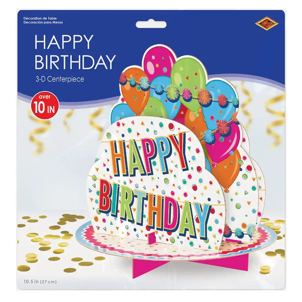 3-D Happy Birthday Centerpiece, 10.5in