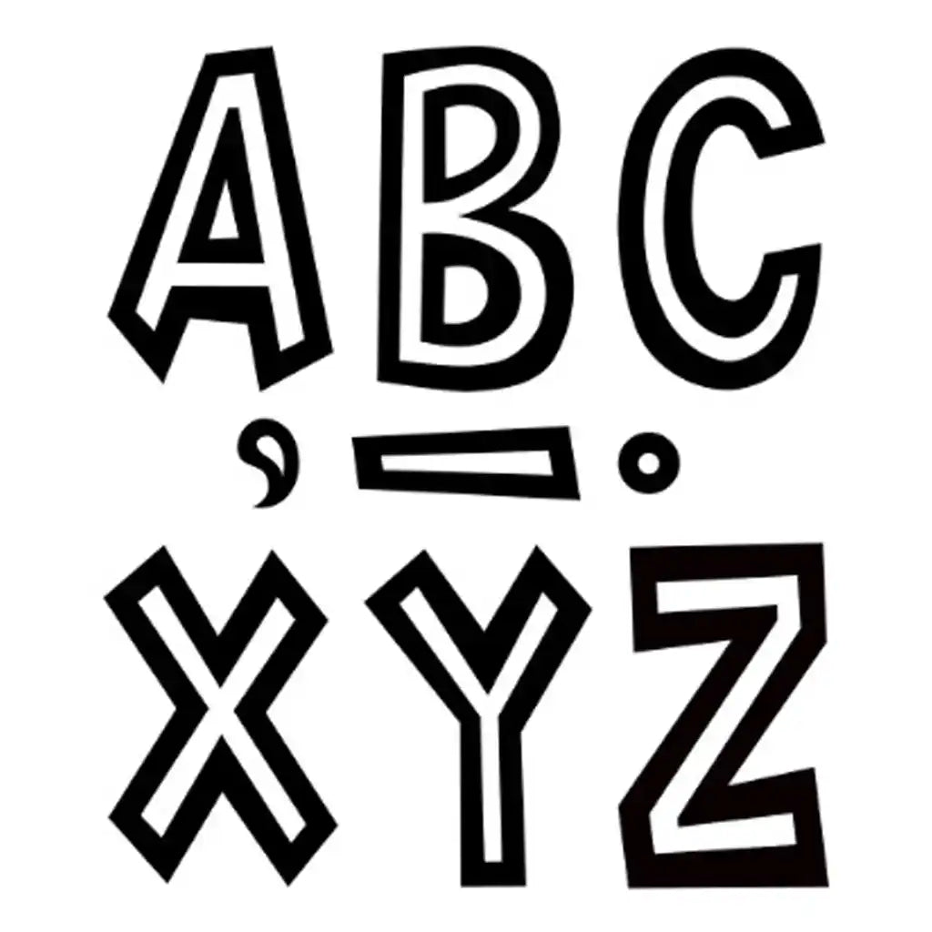 Black and White 7in Fun Font Letters