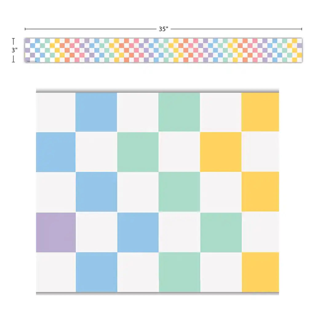 Cool for School Checkers Straight Border Trim