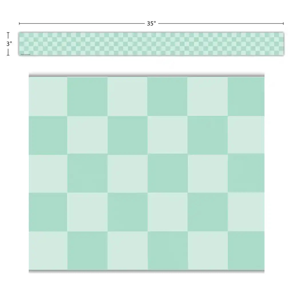 Cool for School Green Checkers Straight Border Trim