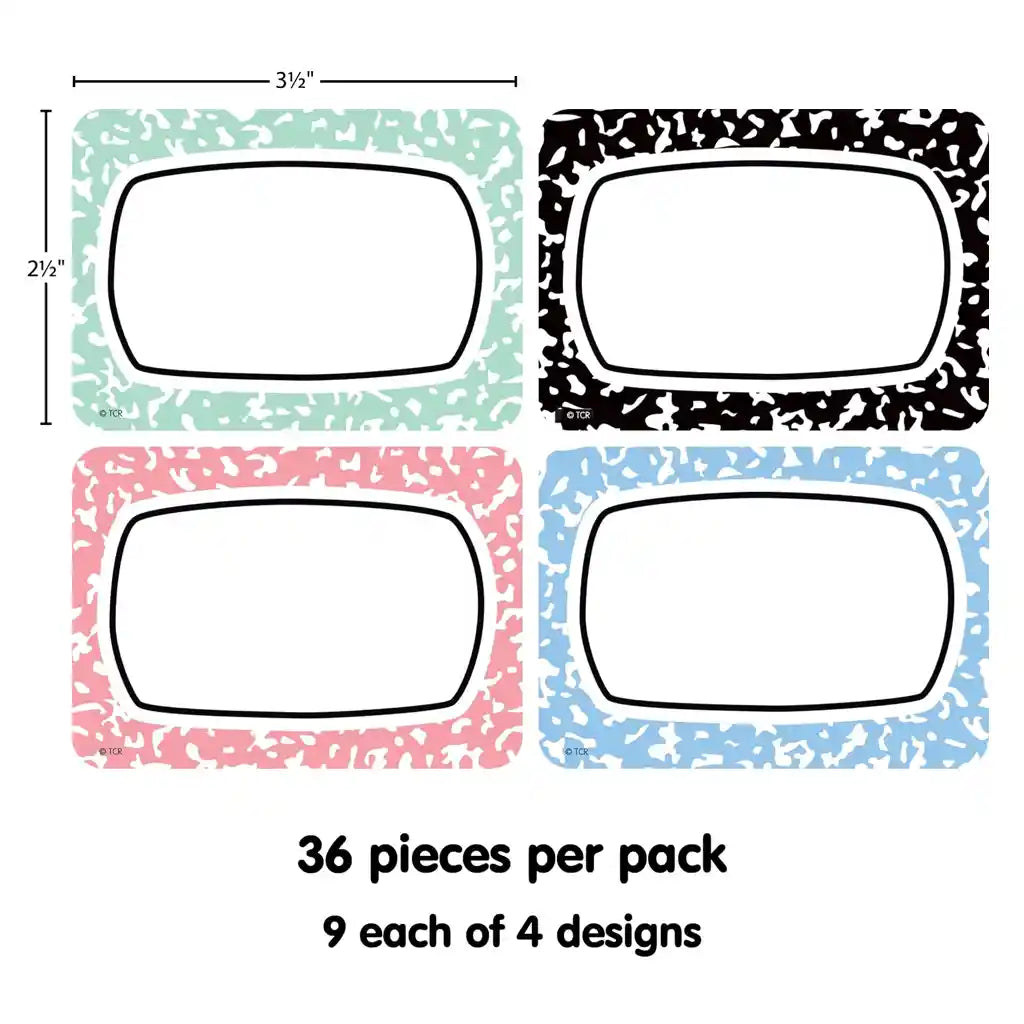 Cool for School Composition Name Tags/Labels Multi-Pack