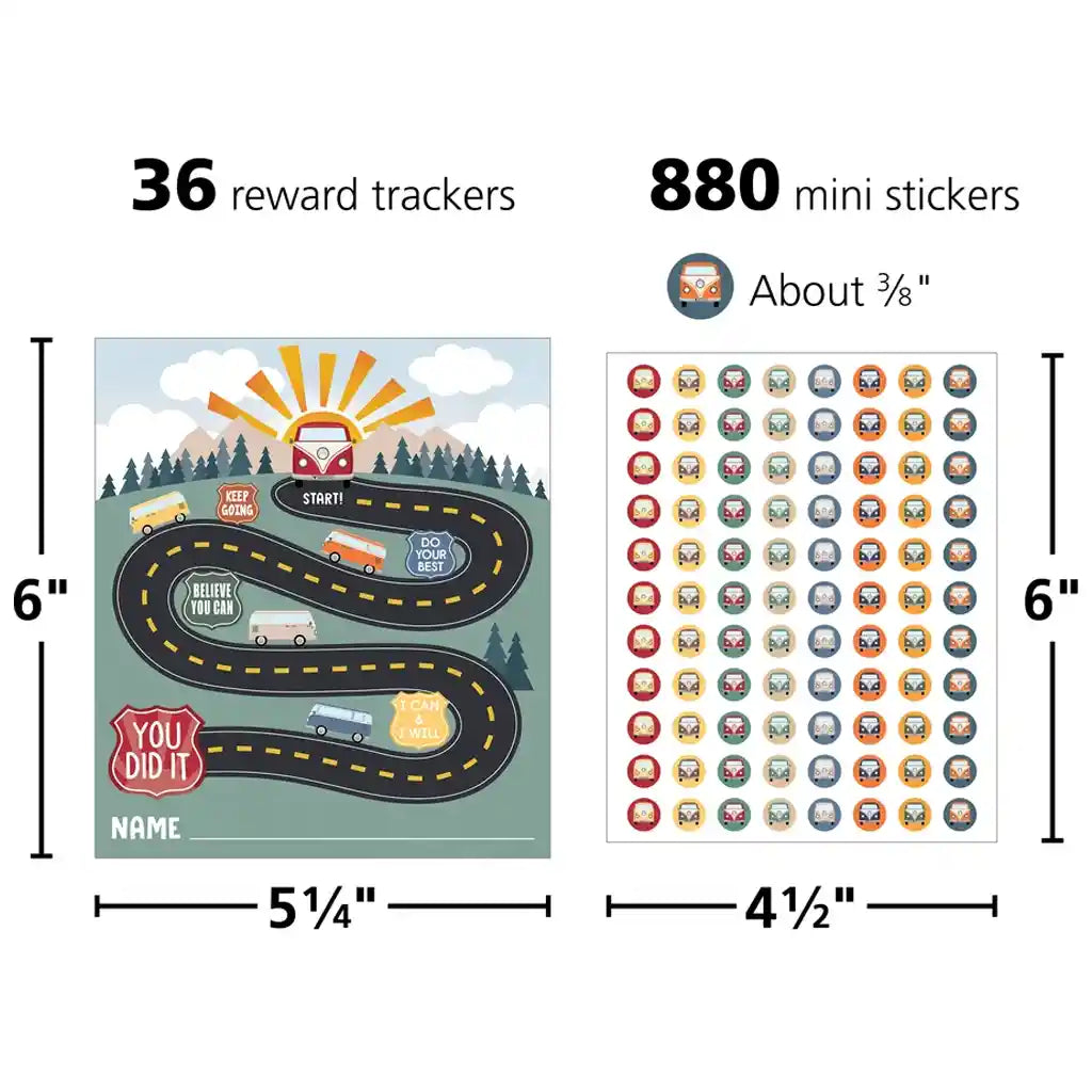 Moving Mountains Road Trip Reward Trackers with Stickers