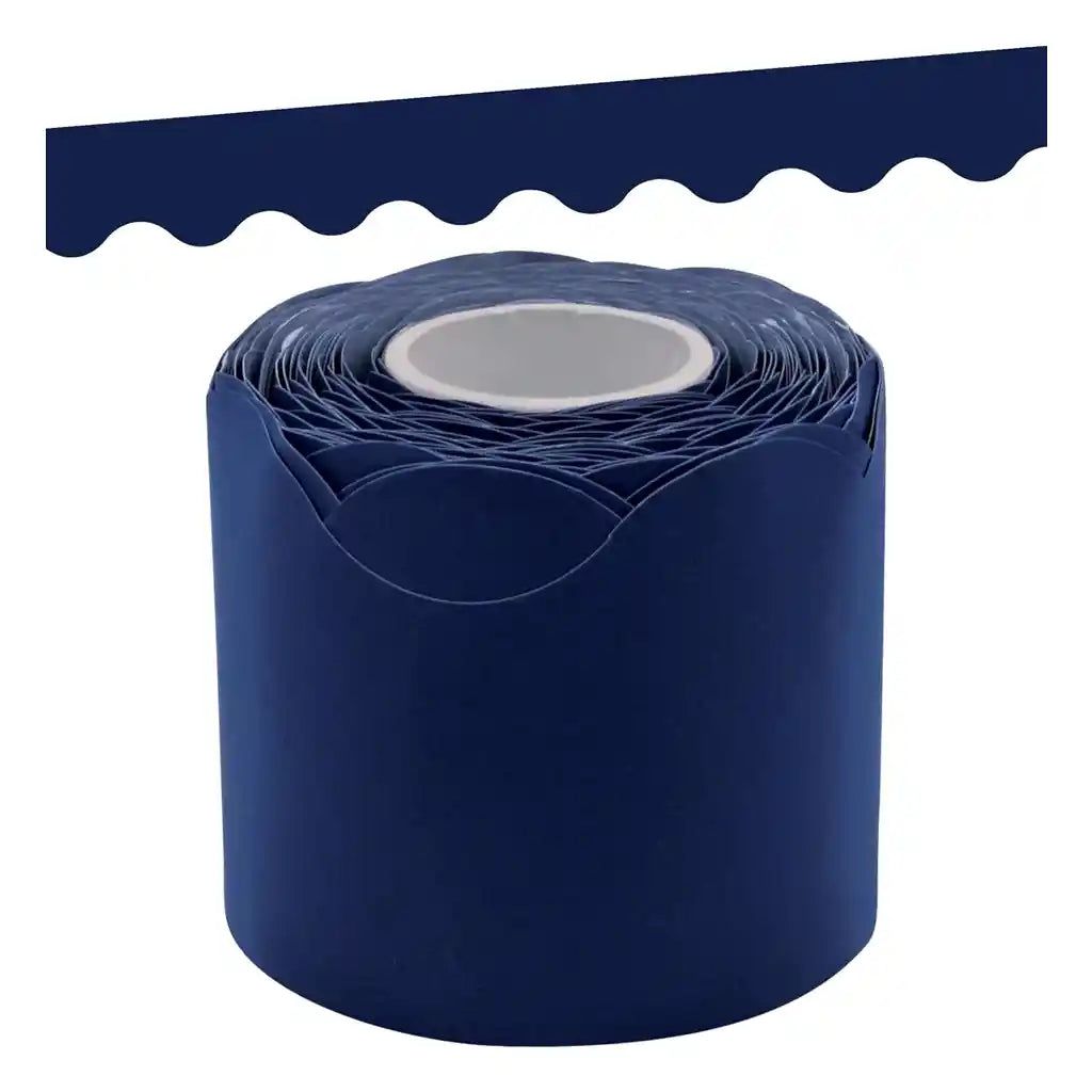 Navy Blue Scalloped Rolled Border Trim