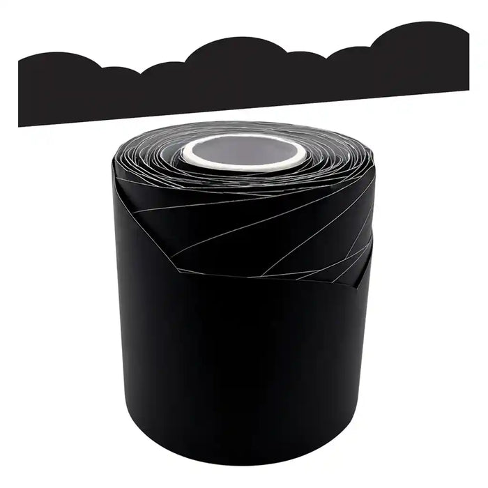 Black Fancy Scallops Rolled Border Trim