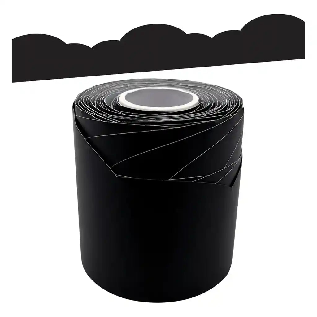 Black Fancy Scallops Rolled Border Trim