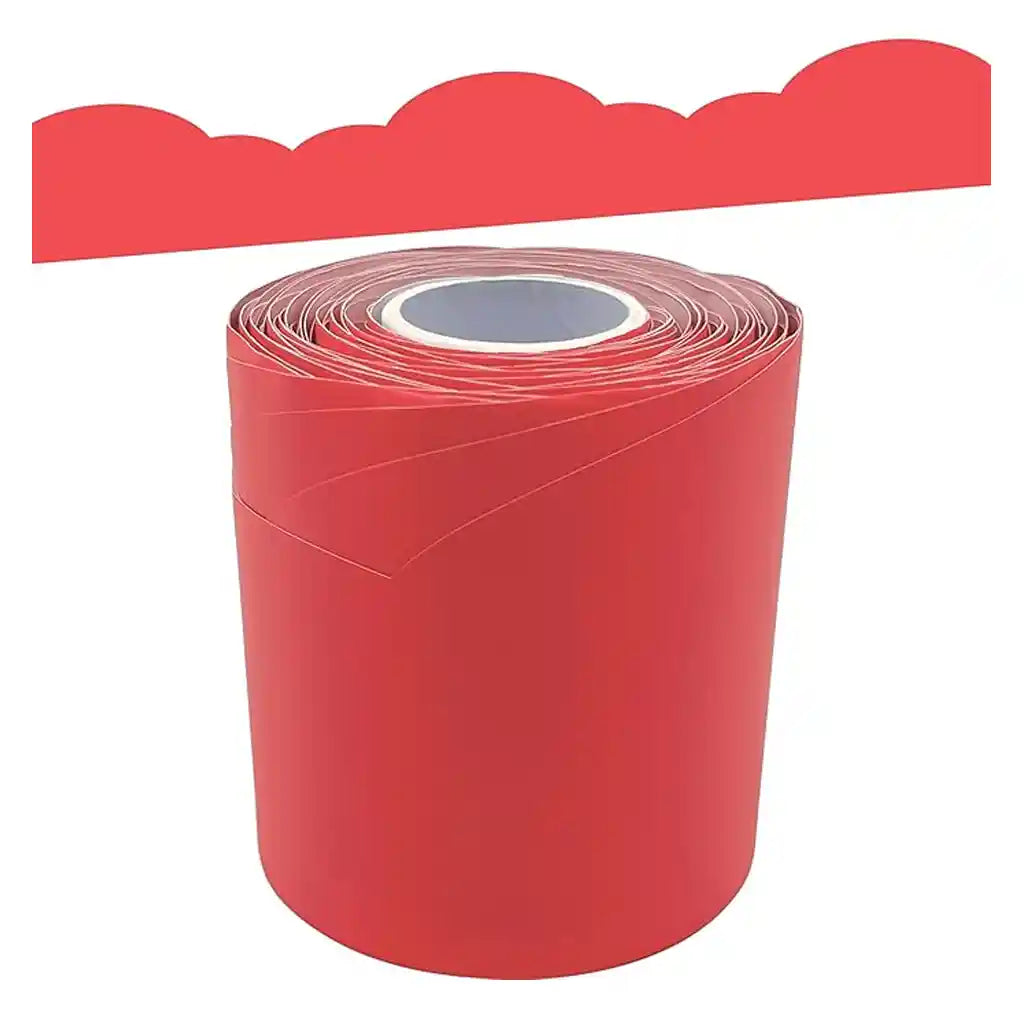Melon Red Fancy Scallops Rolled Border Trim