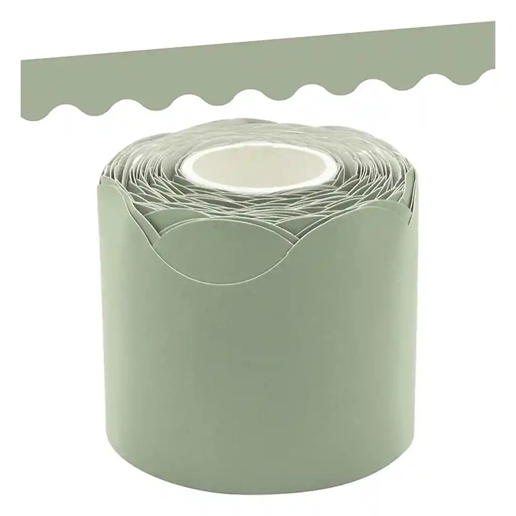 Sage Green Scalloped Rolled Border Trim